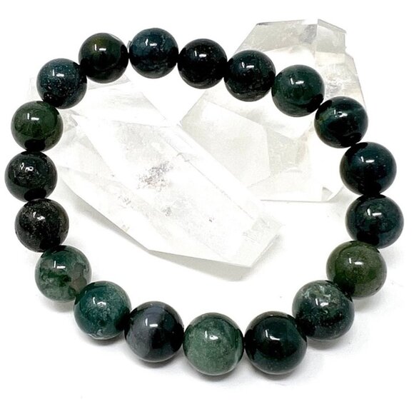 Moss Agate Green Natural Bracelet Jewlery Healing Crystal Stone bangle NEW - Picture 2 of 12